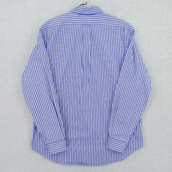 Ralph Lauren Shirt Mens Large Blue Striped Classic Fit Long Sleeve Button Front - Picture 5 of 10